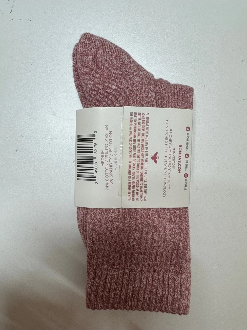 Bombas Crew Socks in Dusty Rose Heather
